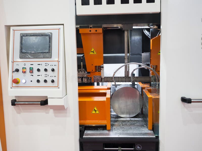 Band saw cutting steel bar stock image. Image of accuracy 63267023