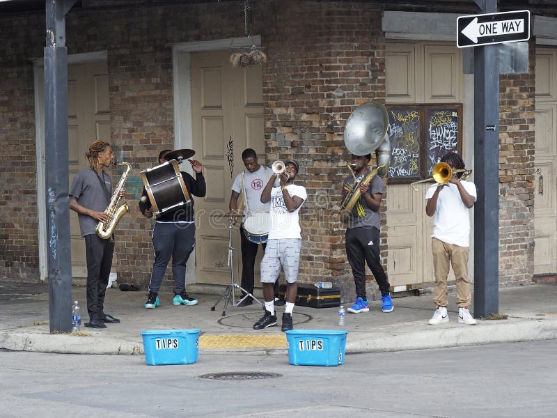 An image of the one of the typical street jazz bands that provide the sounds of New Orleans. An image of the one of the typical street jazz bands that provide the sounds of New Orleans