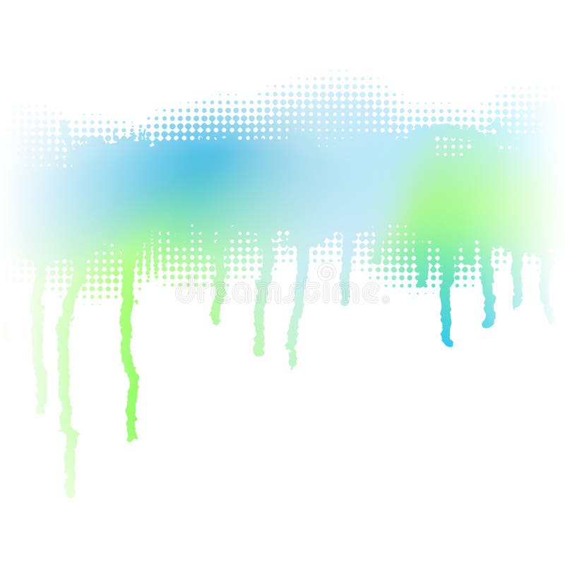 Abstract editable vector illustration of a pale blue-green dripping stripe made by masking a background color mesh. Abstract editable vector illustration of a pale blue-green dripping stripe made by masking a background color mesh