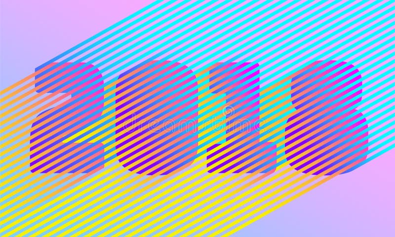 Banda luminosa un numero di 2018 nuovi anni Retro progettazione d'avanguardia di stile della discoteca Linea di colore al neon pa illustrazione vettoriale Banda luminosa un numero di 2018 nuovi anni Retro progettazione d'avanguardia di stile della discoteca Linea di colore al neon pa illustrazione vettoriale