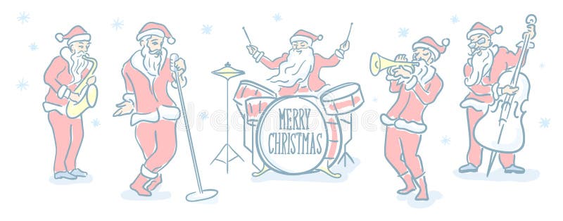 Banda musical de Natal Santa Claus Ícone de linha simples de traçado editável Esboço de rabisco ilustração do vetor Banda musical de Natal Santa Claus Ícone de linha simples de traçado editável Esboço de rabisco ilustração do vetor