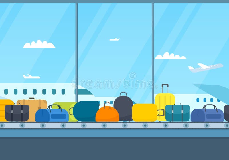 Banda transportadora del aeropuerto con equipaje libre illustration Banda transportadora del aeropuerto con equipaje libre illustration
