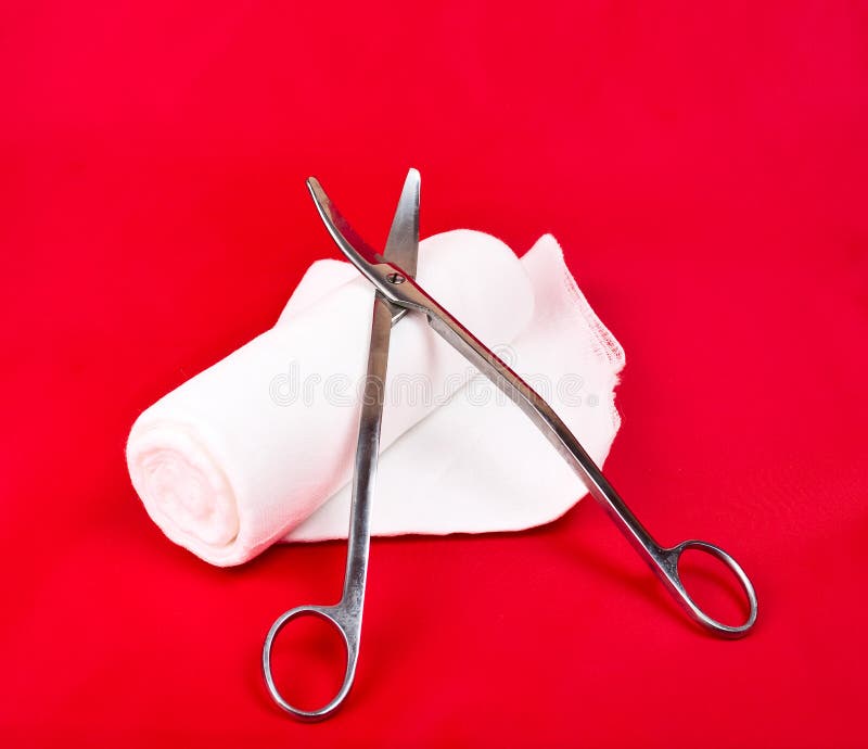 Bandage with a Surgical Instrument Stock Photo Image of cotton