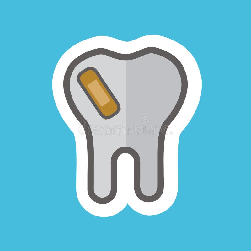Bandage on Tooth. Vector Illustration Decorative Design Stock Vector