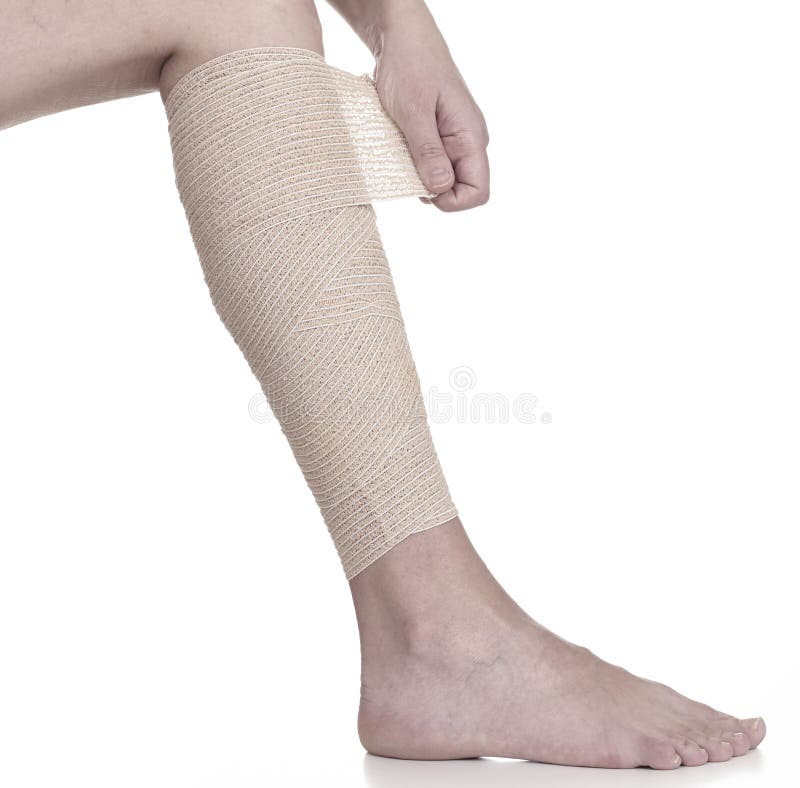 Bandaging Leg With Elastic Bandage Stock Photo Image of human, foot