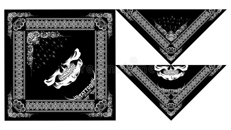 Bandana Skull Design Paisley Vector Stock Vector - Illustration of bandanas,  tattoo: 144806035