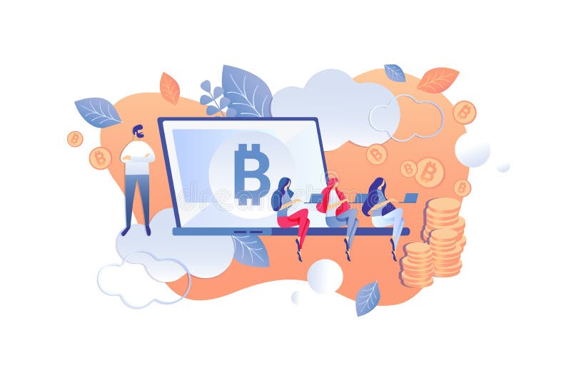 Bande dessinée d'analyse d'échelle d'exploitation de Cryptocurrency illustration de vecteur Bande dessinée d'analyse d'échelle d'exploitation de Cryptocurrency illustration de vecteur