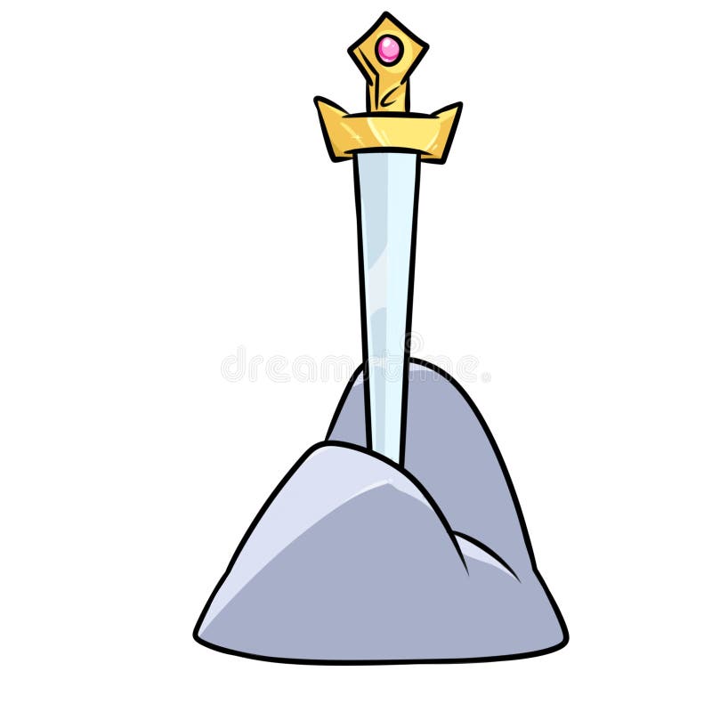 Bande dessinée de héros choisie par légende en pierre d'histoire d'épée illustration libre de droits Bande dessinée de héros choisie par légende en pierre d'histoire d'épée illustration libre de droits