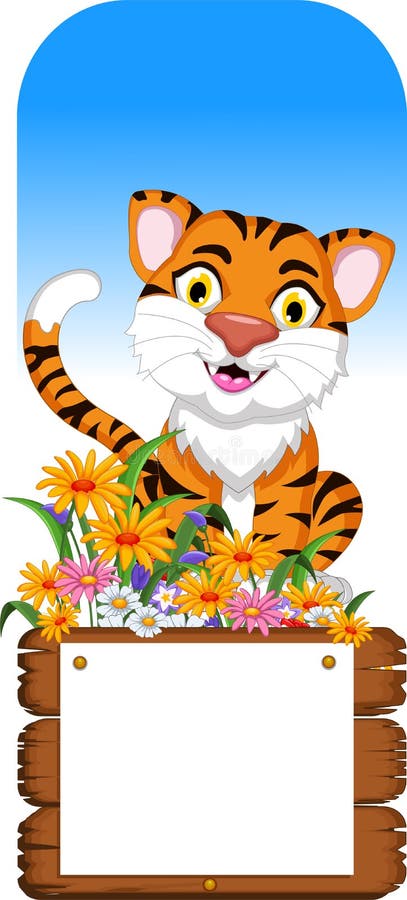 Bande dessinée de lion posant avec le signe vide illustration libre de droits Bande dessinée de lion posant avec le signe vide illustration libre de droits