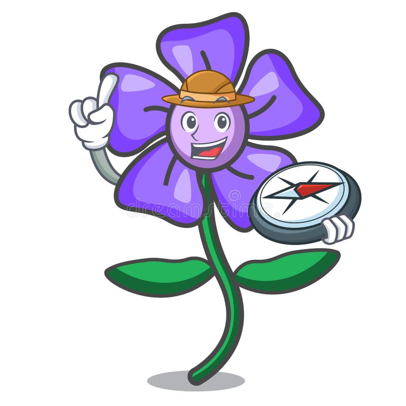 Bande dessinée de mascotte de fleur de bigorneau d'explorateur illustration stock Bande dessinée de mascotte de fleur de bigorneau d'explorateur illustration stock