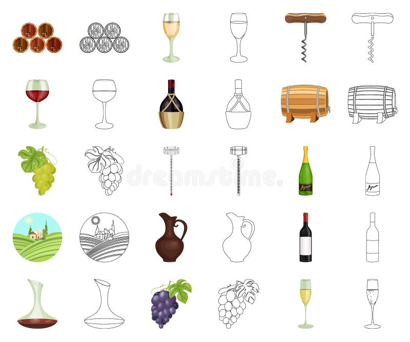 Bande dessinée de produits viti-vinicoles, icônes d'ensemble dans la collection réglée pour la conception r illustration stock Bande dessinée de produits viti-vinicoles, icônes d'ensemble dans la collection réglée pour la conception r illustration stock