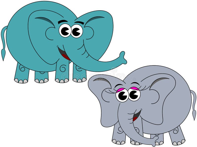 Bande dessinée hommes-femmes heureuse mignonne d'éléphant illustration stock Bande dessinée hommes-femmes heureuse mignonne d'éléphant illustration stock