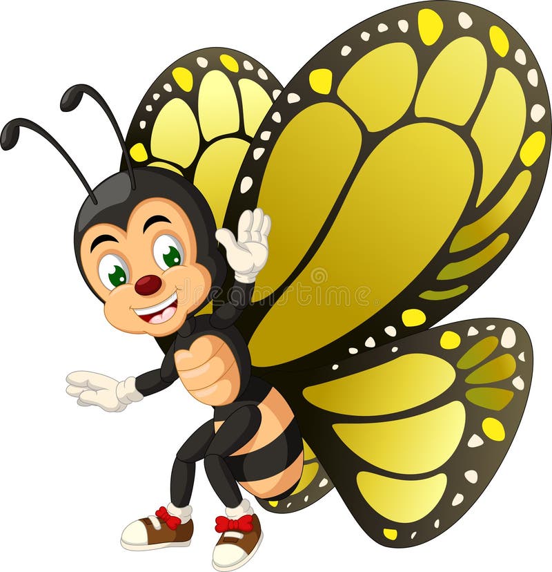 Bande dessinée jaune drôle de papillon illustration libre de droits