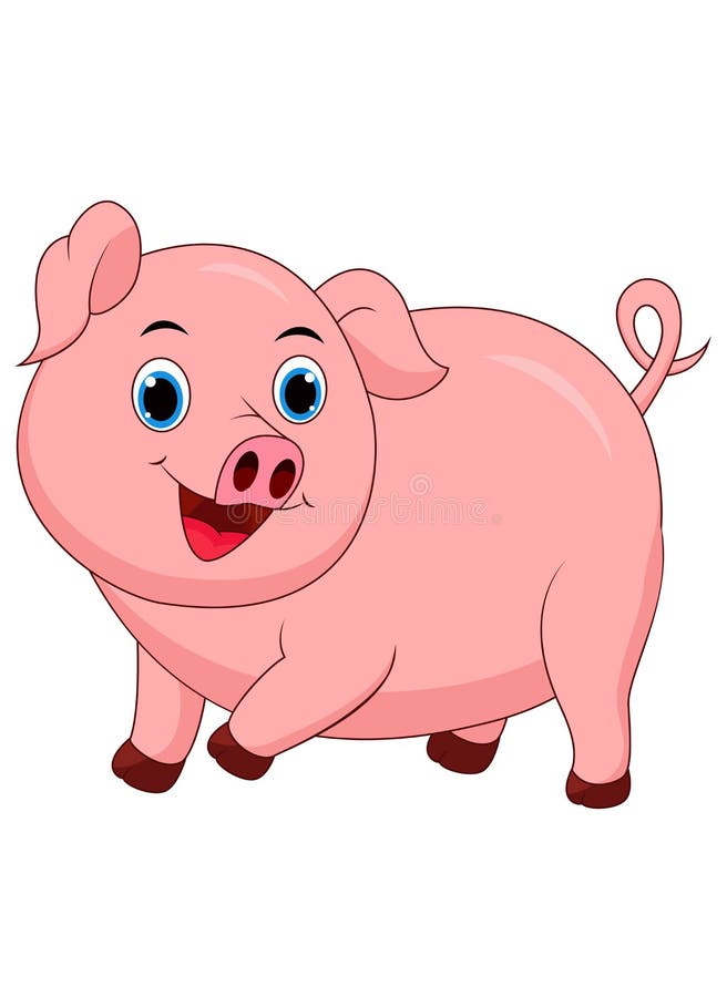 Bande dessinée mignonne de porc d'isolement sur le fond blanc illustration libre de droits Bande dessinée mignonne de porc d'isolement sur le fond blanc illustration libre de droits