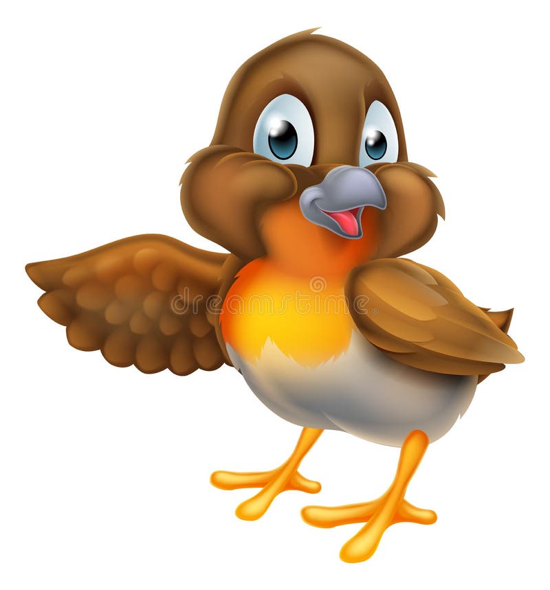 Bande dessinée Robin Bird Pointing Wing illustration de vecteur Bande dessinée Robin Bird Pointing Wing illustration de vecteur