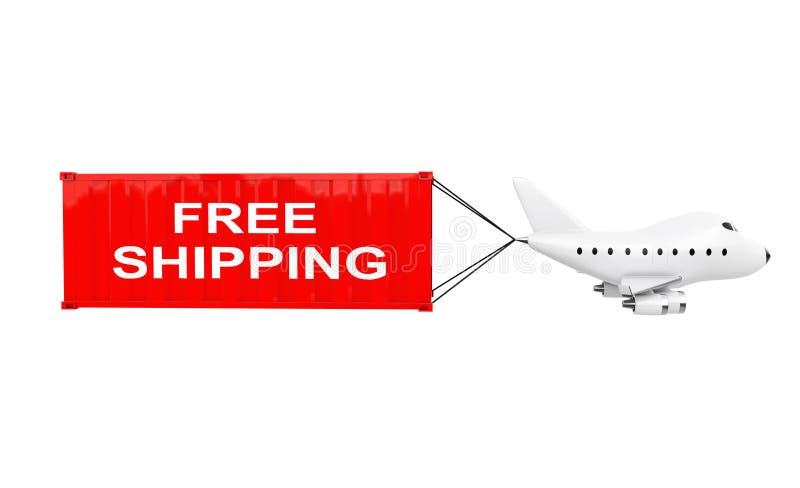 Bande dessinée Toy Jet Airplane Carry Cargo Container avec l'expédition gratuite illustration libre de droits Bande dessinée Toy Jet Airplane Carry Cargo Container avec l'expédition gratuite illustration libre de droits