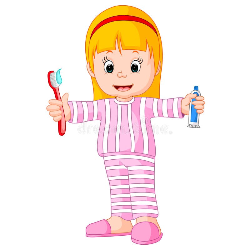 Bande dessinée une jeune fille se brossant la dent illustration libre de droits Bande dessinée une jeune fille se brossant la dent illustration libre de droits