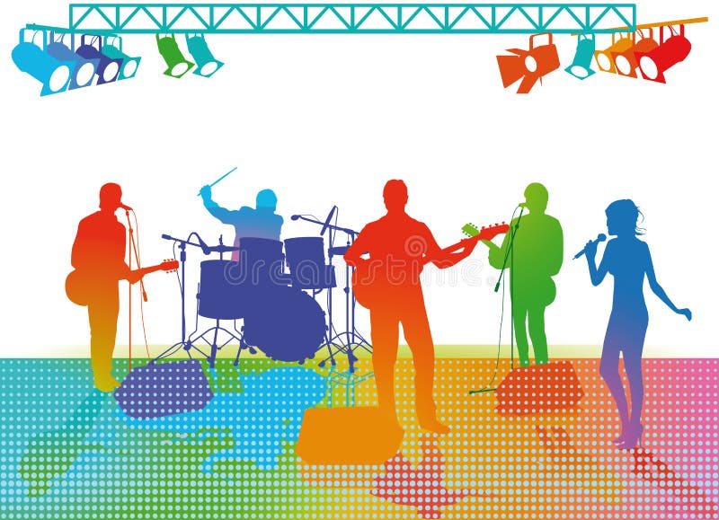 Bande jouant sur l'étape illustration stock Bande jouant sur l'étape illustration stock