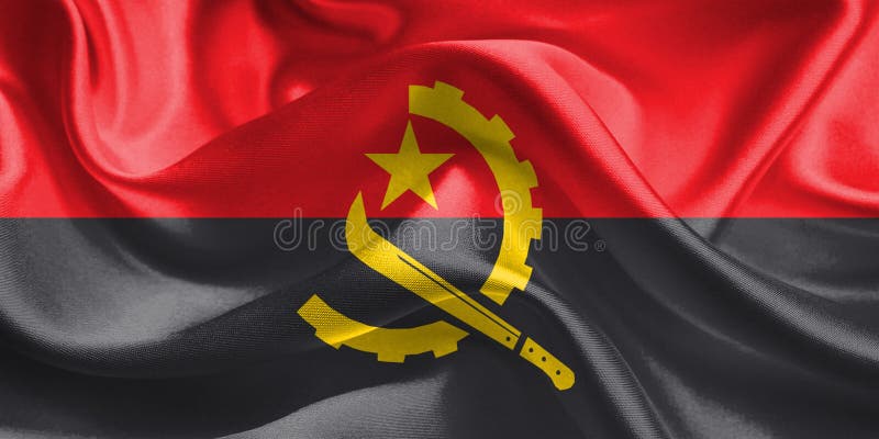Bandeira Angola Bandeira de Angola Acenando Bandeiras de Angola Ilustração de Fundo Realista 3D na Textura de Malha da Seda ilustração stock Bandeira Angola Bandeira de Angola Acenando Bandeiras de Angola Ilustração de Fundo Realista 3D na Textura de Malha da Seda ilustração stock