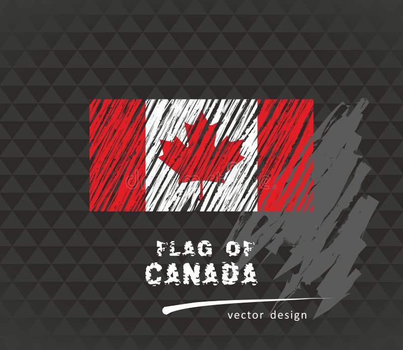 Bandeira canadense, ilustração tirada mão do esboço do vetor no fundo escuro do grunge ilustração stock Bandeira canadense, ilustração tirada mão do esboço do vetor no fundo escuro do grunge ilustração stock