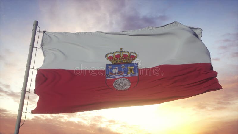 Bandeira cantábria espanha no céu eólico e fundo solar ilustração do vetor
