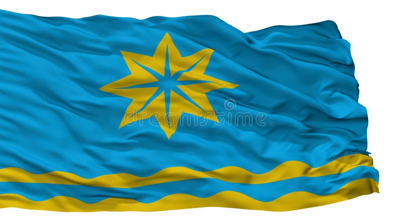 Bandeira da cidade de Volzhsky, Rússia, Volgograd Oblast, isolado no fundo branco ilustração stock Bandeira da cidade de Volzhsky, Rússia, Volgograd Oblast, isolado no fundo branco ilustração stock