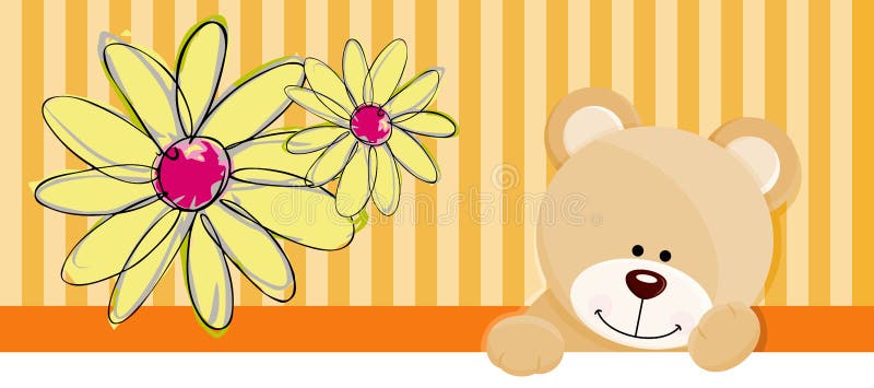 Bandeira da flor do urso de peluche ilustração do vetor Bandeira da flor do urso de peluche ilustração do vetor