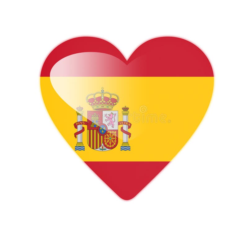 Bandeira dada forma coração da Espanha 3D ilustração royalty free Bandeira dada forma coração da Espanha 3D ilustração royalty free