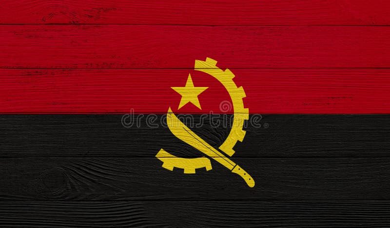 Bandeira de Angola com textura de madeira imagens de stock royalty free Bandeira de Angola com textura de madeira imagens de stock royalty free
