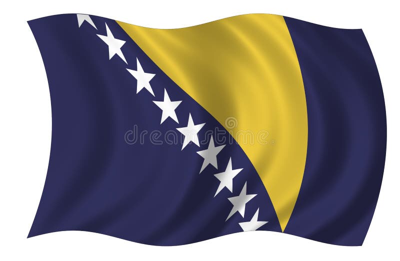 Bosnia Herzegovina Flag isolated on white background. Bosnia Herzegovina Flag isolated on white background