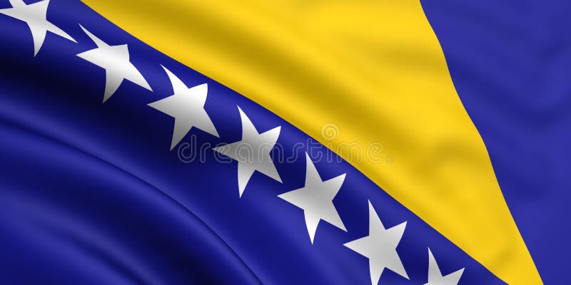 3d rendered flag of bosnia and herzegovina. 3d rendered flag of bosnia and herzegovina