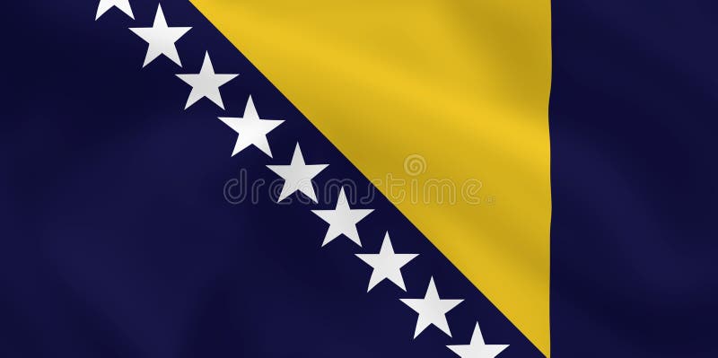 Bosnian satsilk waving flag (country from europe). Bosnian satsilk waving flag (country from europe)