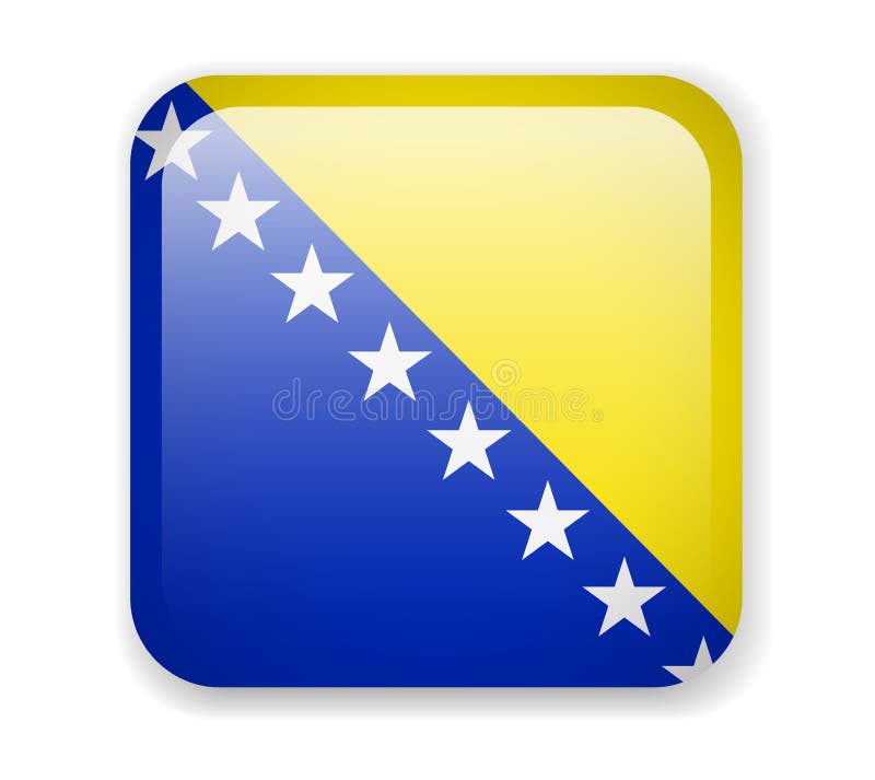 Bosnia and Herzegovina Flag. Bright Square Icon. Vector Illustration. Bosnia and Herzegovina Flag. Bright Square Icon. Vector Illustration