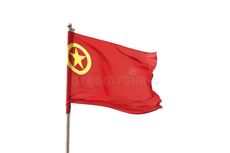 Bandeira de China que funde no vento sobre a montanha do dragão do jade imagens de stock royalty free Bandeira de China que funde no vento sobre a montanha do dragão do jade imagens de stock royalty free