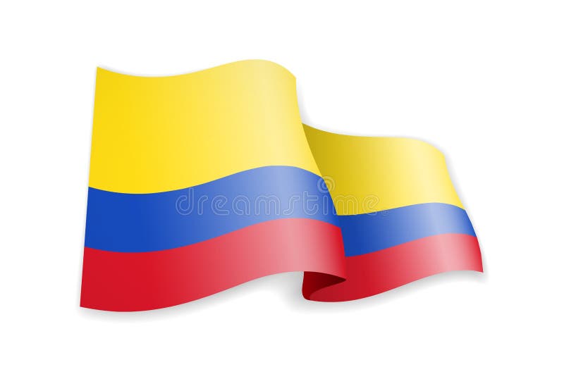 Bandeira de Col?mbia no vento Bandeira na ilustra??o branca do vetor ilustração do vetor Bandeira de Col?mbia no vento Bandeira na ilustra??o branca do vetor ilustração do vetor