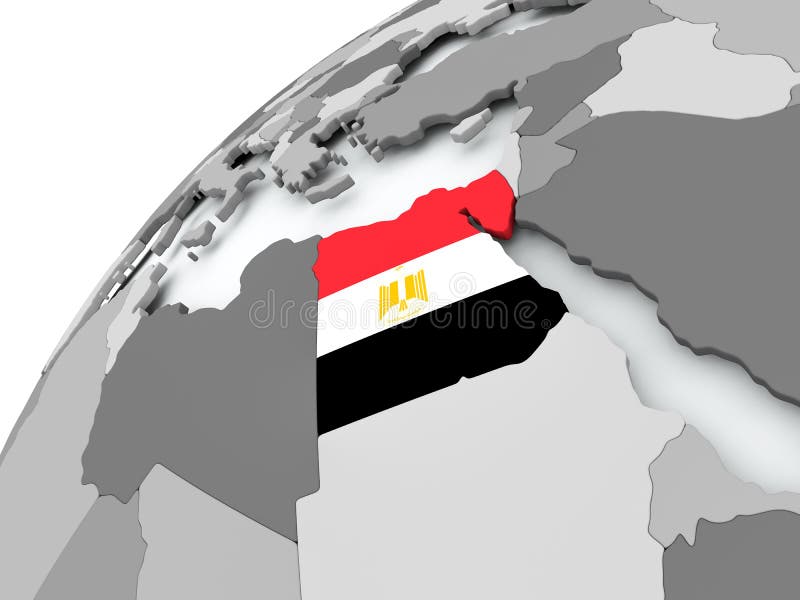 Bandeira de Egito no globo cinzento ilustração royalty free