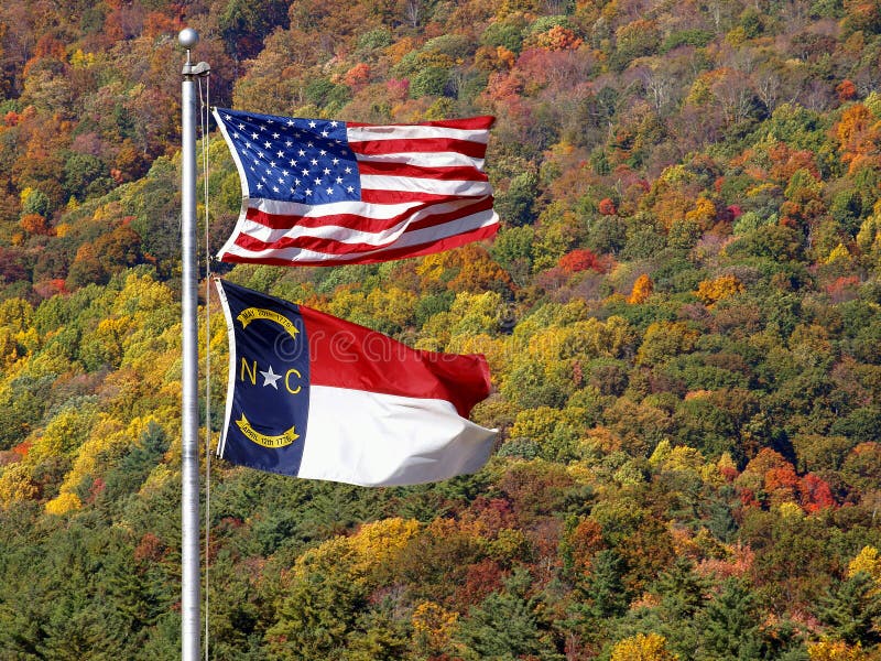 Bandeira de Estados Unidos e de North Carolina imagem de stock Bandeira de Estados Unidos e de North Carolina imagem de stock