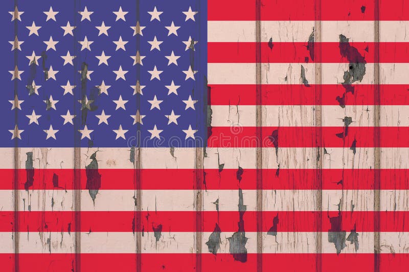 Bandeira de Estados Unidos em um fundo de madeira imagens de stock Bandeira de Estados Unidos em um fundo de madeira imagens de stock