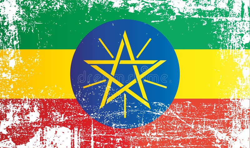 Bandeira de Etiópia, Federal Democratic Republic of Ethiopia Pontos sujos enrugados ilustração stock Bandeira de Etiópia, Federal Democratic Republic of Ethiopia Pontos sujos enrugados ilustração stock