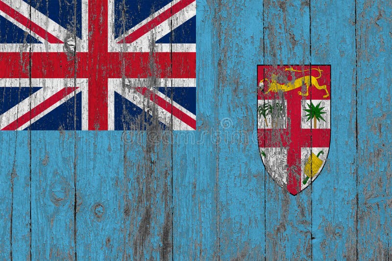A bandeira de Fiji pintou para fora em fundo de madeira gasto da textura imagem de stock A bandeira de Fiji pintou para fora em fundo de madeira gasto da textura imagem de stock