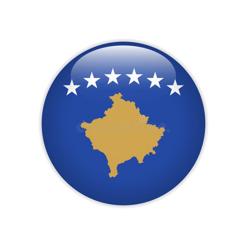 Bandeira de Kosovo no botão ilustração stock Bandeira de Kosovo no botão ilustração stock