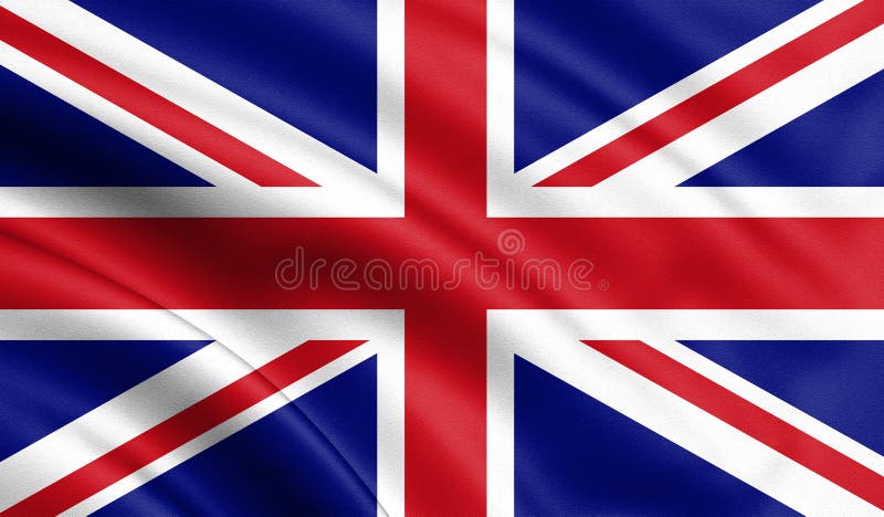 Bandeira de ondulação do estado de Reino Unido Ilustração da bandeira de país europeu no mastro de bandeira com cores vermelhas e ilustração royalty free Bandeira de ondulação do estado de Reino Unido Ilustração da bandeira de país europeu no mastro de bandeira com cores vermelhas e ilustração royalty free