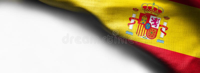 Bandeira de ondulação no fundo branco - bandeira de canto superior direita da Espanha ilustração royalty free Bandeira de ondulação no fundo branco - bandeira de canto superior direita da Espanha ilustração royalty free