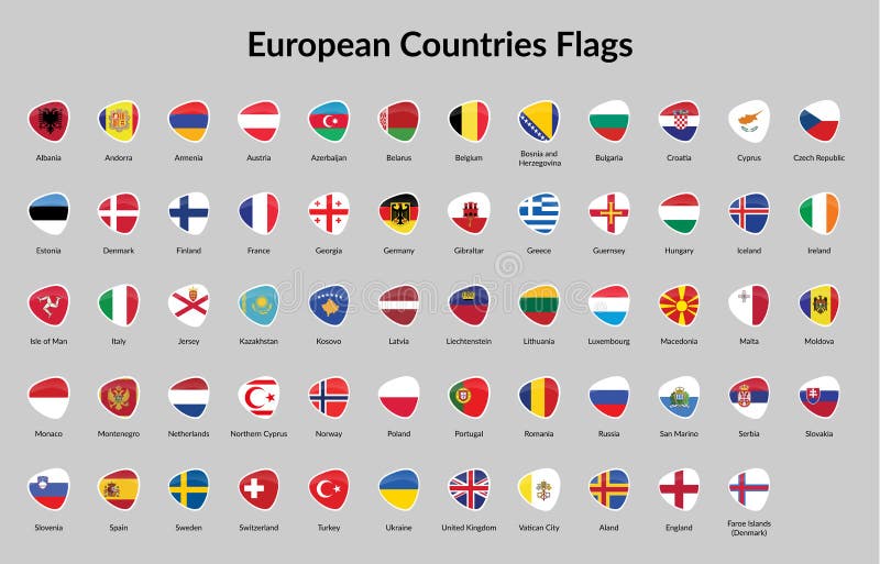 Bandeiras nacionais de países europeus com legendas . imagem vetorial de  moodbringer© 275531372