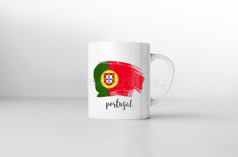 Bandeira de Portugal na caneca de café branco ilustração stock Bandeira de Portugal na caneca de café branco ilustração stock