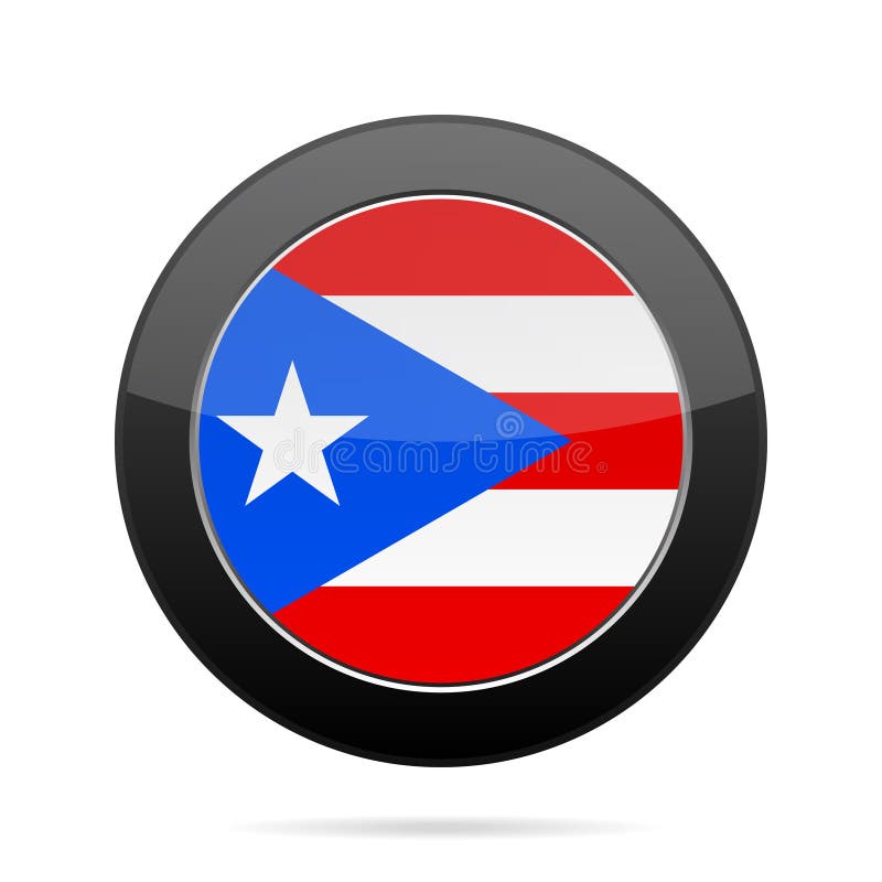 Bandeira de Puerto Rico Botão redondo preto brilhante ilustração royalty free Bandeira de Puerto Rico Botão redondo preto brilhante ilustração royalty free
