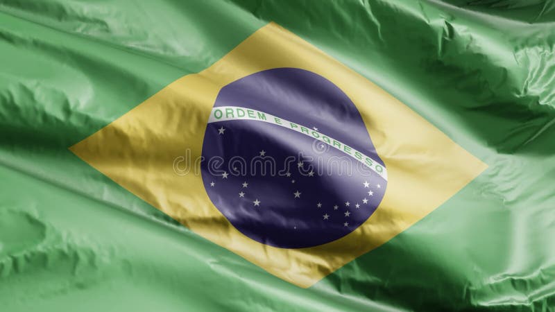 Bandeira Do Brasil Acenando Sobre O Vento Filme - Vídeo de vento