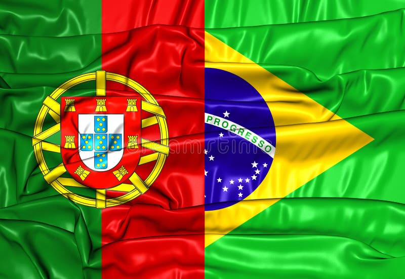 Bandeira Do Brasil E Do Portugal Ilustração Stock Ilustração de