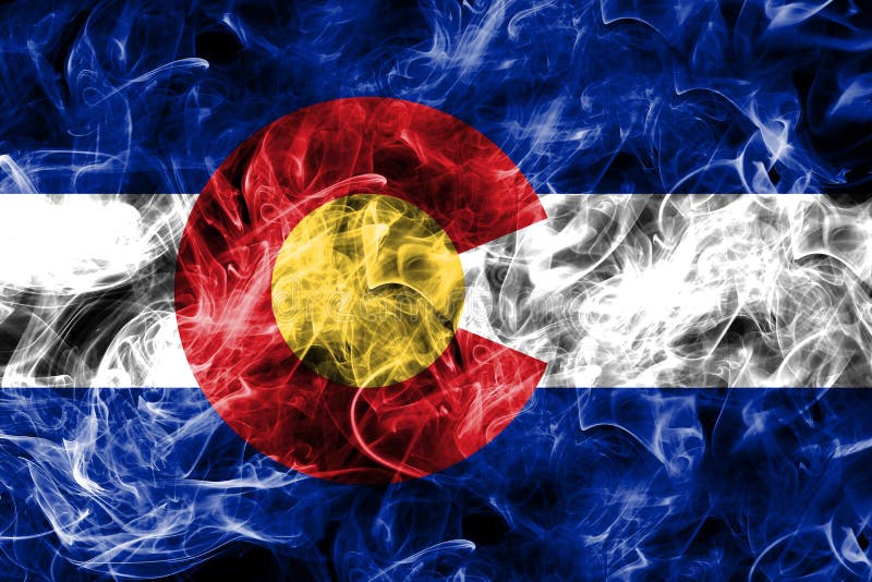 Bandeira do fumo do estado de Colorado, Estados Unidos da América fotografia de stock royalty free Bandeira do fumo do estado de Colorado, Estados Unidos da América fotografia de stock royalty free