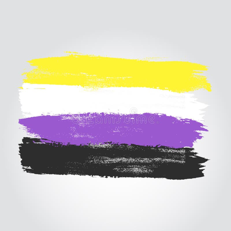 Non-binaryl pride flag in a form of brush stroke. Brush stroke style. Vector EPS 10. Non-binaryl pride flag in a form of brush stroke. Brush stroke style. Vector EPS 10